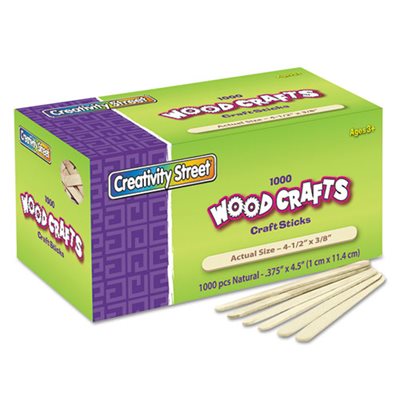 CRAFT STICKS, WOOD 4-1 / 2X3 / 8, NATURAL 1000 / BX