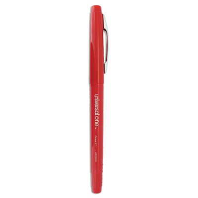 Roller Ball Porous Tip Stick Pen, Red Ink, Medium, Dozen