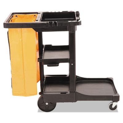 Multi-Shelf Cleaning Cart, Three-Shelf, 20w x 45d x 38-1 / 4h, Black