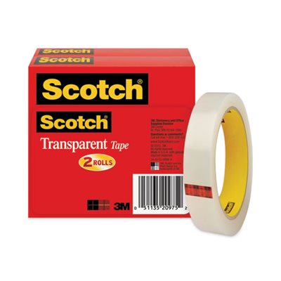 TAPE, Transparent, SCOTCH, .75" x 2592", 3" Core, 2 / Pack