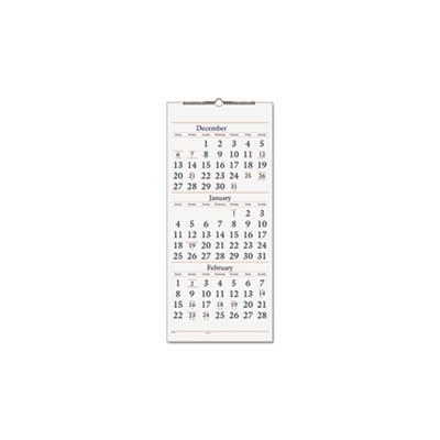 WALL CALENDAR, THREE-MONTH, REFERENCE, 12" x 27", 2019-2021