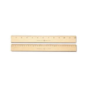 RULER, WOOD, METRIC AND 1 / 16" SCALE WITH SINGLE METAL EDGE, 30 CM