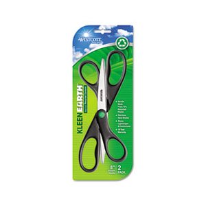 SCISSORS, KLEENEARTH, RECYCLED, 8" LONG, BLACK, 2 / PACK