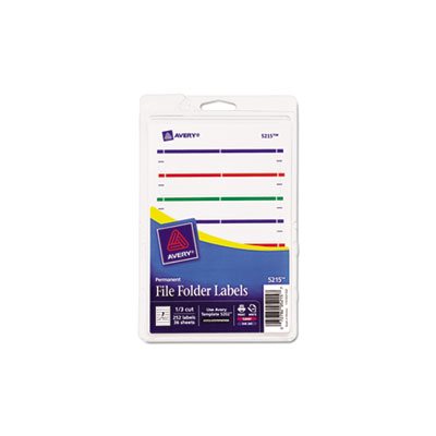 FOLDER LABELS, PRINT OR WRITE, .6875" x 3.4375", WHITE / ASSORTED BARS, 252 / PK