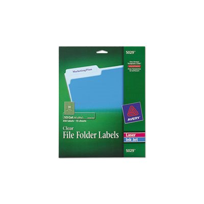 LABELS, Clear, File Folder, 1 / 3-Cut, .66" x 3.4375", 450 / Pk