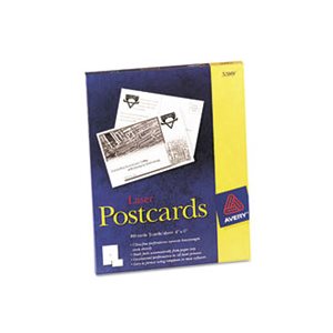 Postcards, Laser Printers, 4" x 6", Uncoated, White, 2 / Sheet, 100 / Box