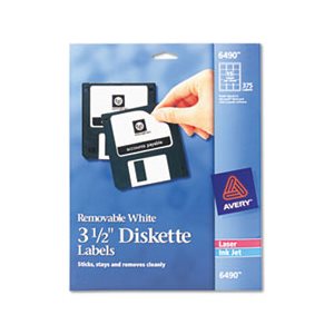 LABELS, Laser / Inkjet, 3.5", Diskette, White, 375 / Pk