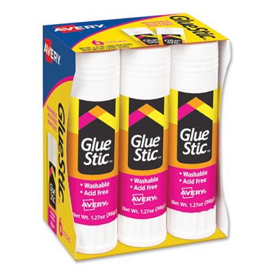 GLUE STICKS, Permanent, Glue Stics, White Application, 1.27 oz, 6 / Pk