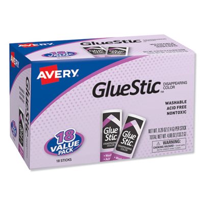 GLUE STICKS, Permanent, Glue Stics, Purple Application, .26 oz, 18 / Pk