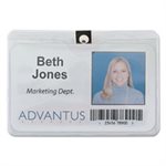 Badge Holder, ID, w / Clip, Horizontal, 4"w x 3"h, Clear, 50 / Pk