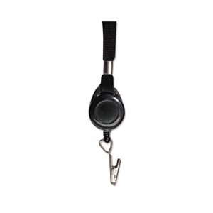 Lanyards, Retractable, ID Reels, Clip Style, 34" Long, Black, 12 / Carton