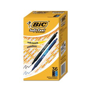 PEN, RETRACTABLE, BALLPOINT, Soft Feel, Blue / Black, 1mm, Medium, 36 / Pack