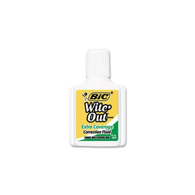 CORRECTION FLUID, Wite-Out, Extra Coverage, 20ml Bottle, White, 1 / Dozen