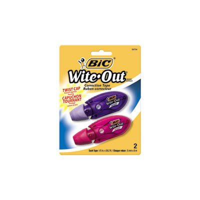 CORRECTION TAPE, Wite-Out, Mini, Twist, Non-Refillable, .2" x 314", 2 / Pk