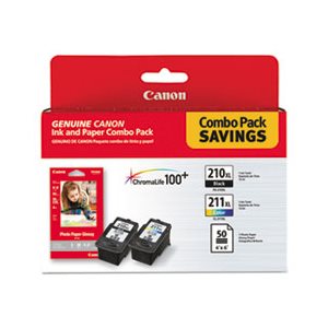 INK, CANON, (PGI-210XL / CL-211XL) High-Yield, INK / Paper Combo, BLACK / TRI-COLOR