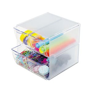 ORGANIZER, Desk Cube, w /  Four Drawers, 6" x 7.125" x 6", CLEAR PLASTIC