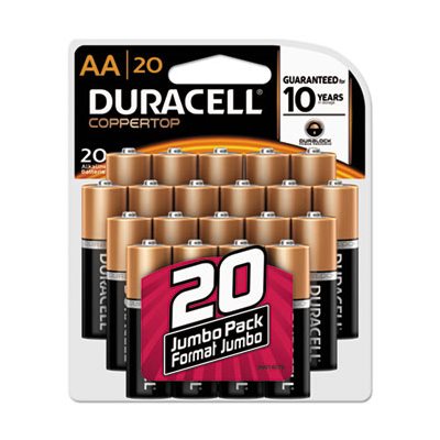 BATTERIES, AA, DURACELL CopperTop, Alkaline, W / Duralock Power ...