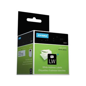 LABELS, ADDRESS, DYMO, LabelWriter, 1.125" x 3.5", White, 130 Labels / Roll, 2 Rolls / Pack