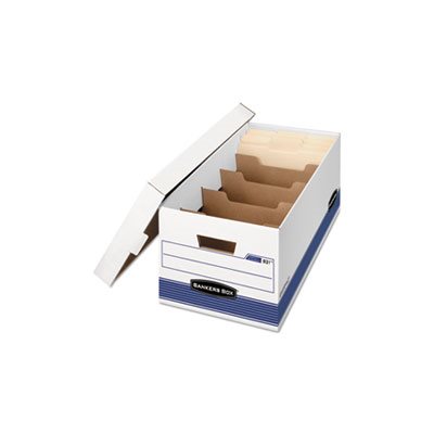 BOX, STORAGE, FELLOWES STOR / FILE, Extra Strength, Letter, Locking Lid, White / Blue, 12 / Carton