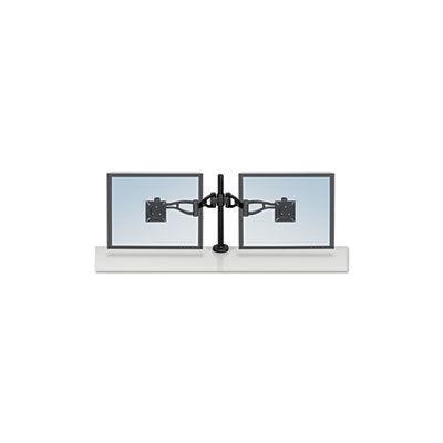 MONITOR ARM, DUAL, FELLOWES, Desk-Mount, Supports 24 Pounds, Black