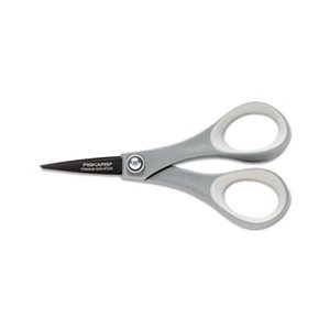 SCISSORS, FISKARS, Recycled, Everyday, Titanium, Softgrip, 5", Orange / Gray