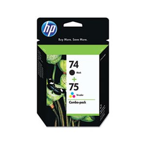 CARTRIDGE, INK, HP 74, (CC659FN), Black  /  HP 75, Tri-Color, 2-pack, Original 