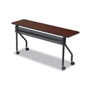 TABLE, MOBILE TRAINING, OfficeWorks, 60"w x 18"d x 29"h, Mahogany / Black