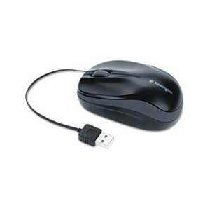 MOUSE, Pro Fit, Optical, Retractable Cord, Two-Button / Scroll, Black