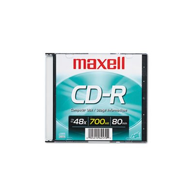 CD-R Disc, MAXELL, 700MB / 80min, 48x, w / Slim Jewel Case, Silver