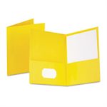 FOLDER, Twin-Pocket, Embossed Leather Grain Paper, Yellow, 25 / Box