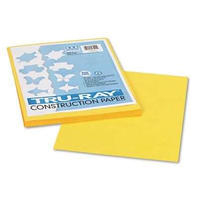 CONSTRUCTION PAPER, Tru-Ray, 76lbs., 9" x 12", Yellow, 50 Sheets / Pack