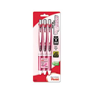 PEN, RETRACTABLE, LIQUID GEL, EnerGel RTX, .7mm, Pink Barrel, Black Ink. 3 / Pack