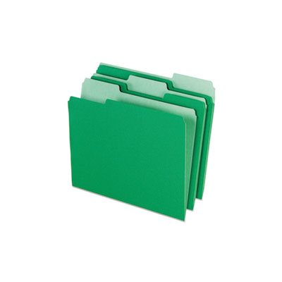 FILE FOLDER, Colored, 1 / 3 Cut Top Tab, Letter, Green / Light Green, 100 / Box