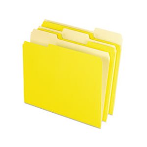 FILE FOLDER, Colored, 1 / 3 Cut Top Tab, Letter, Yellow, Light Yellow, 100 / Box