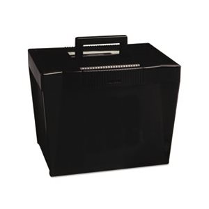 FILE BOX, STORAGE, Portable, Letter, Plastic, 13.5" x 10.25" x 10.875", Black