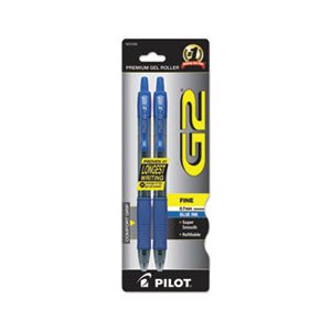 PEN, RETRACTABLE, G2 Premium, Gel, Refillable, Blue Ink, .7mm, 2 / Pack