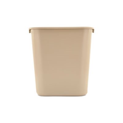 Deskside Plastic Wastebasket, Rectangular, 7 gal, Beige