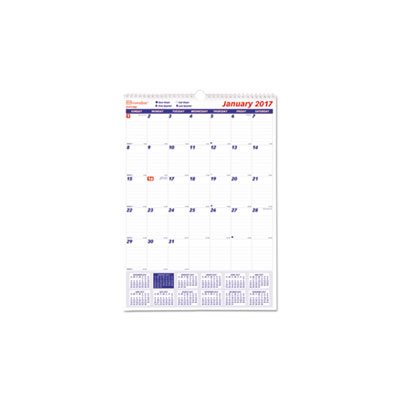 One Month Per Page Twin Wirebound Wall Calendar, 12 x 17, 2024