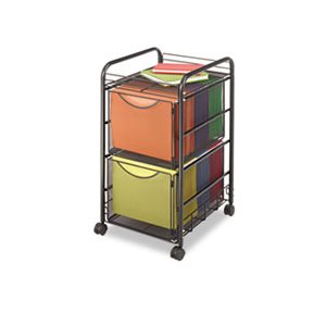 Onyx Mesh Mobile Double File, One-Shelf, 15-3 / 4 x 17 x 27, Black