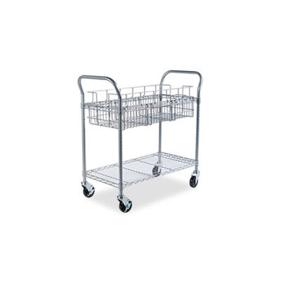 Wire Mail Cart, 600-lb Cap, 18-3 / 4w x 39d x 38-1 / 2h, Metallic Gray