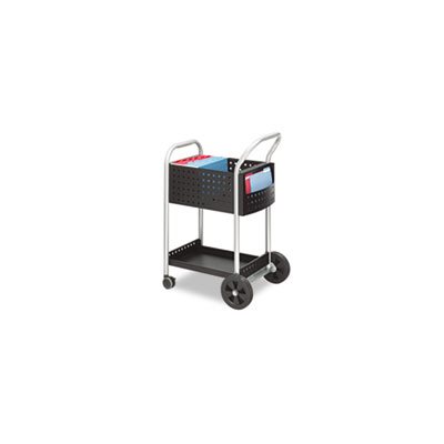 Scoot Mail Cart, One-Shelf, 22w x 27d x 40-1 / 2h, Black / Silver