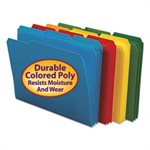 Waterproof Poly File Folders, 1 / 3 Cut Top Tab, Letter, Assorted, 24 / Box