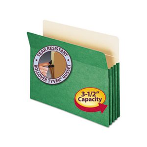 3 1 / 2" Exp Colored File Pocket, Straight Tab, Letter, Green