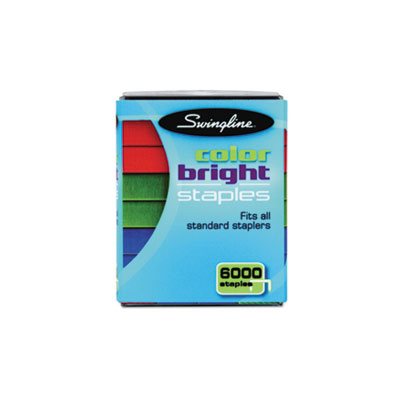 Color Bright Staples, Assorted Colors, Blue, Red, Green, 6000 / Pack