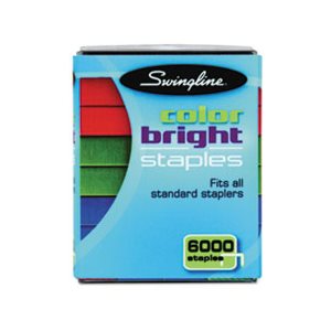 Color Bright Staples, Assorted Colors, Blue, Red, Green, 6000 / Pack