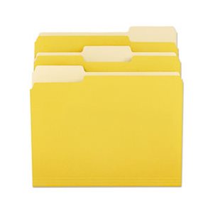 File Folders, 1 / 3 Cut One-Ply Top Tab, Letter, Yellow / Light Yellow, 100 / Box