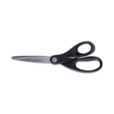 Economy Scissors, 8" Length, Straight Handle, Stainless Steel, Black