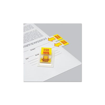 Arrow Page Flags, "Sign Here", Yellow / Red, 2 Dispensers of 50 Flags / Pack