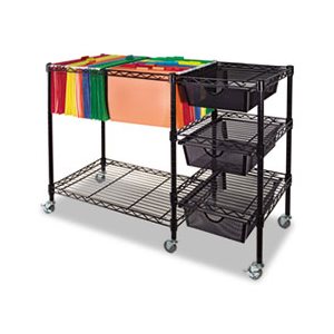 Mobile File Cart w / Drawers, 38w x 15 1 / 2d x 28h, Black