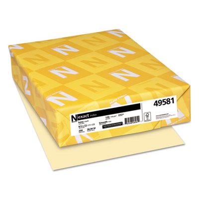 Exact Index Card Stock, 110lb, 8 1 / 2 x 11, Ivory, 250 Sheets